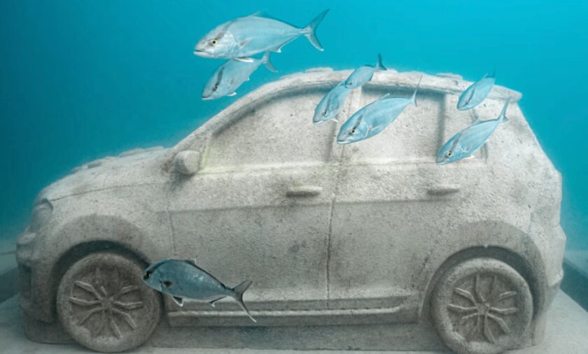 Скульптуры в виде машин установили на дне океана