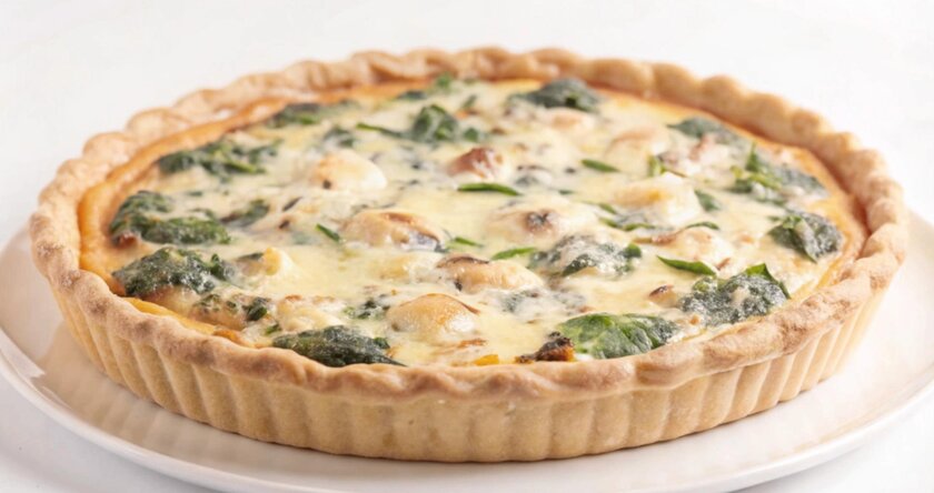 Рецепт открытого пирога с красным луком и окороком