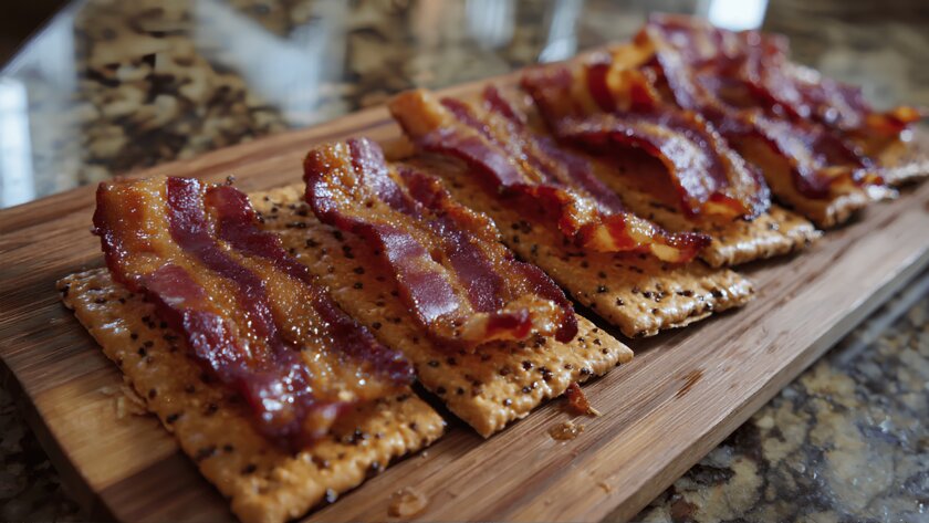 Рецепт крекеров с засахаренным беконом