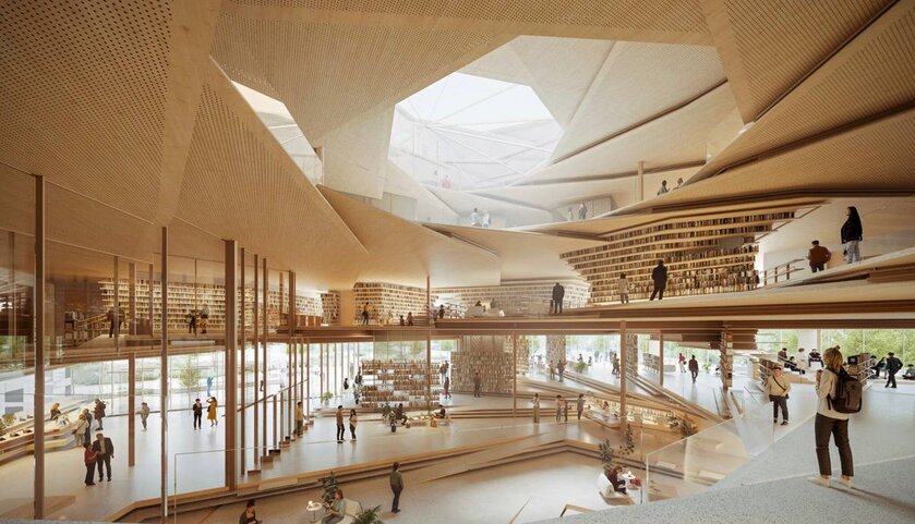 Появится библиотека с этажами в виде спирали