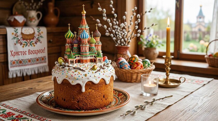 В продаже появился кулич в виде Храма Василия Блаженного