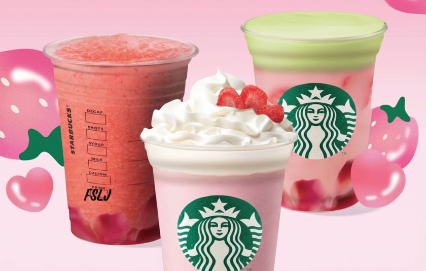 Starbucks выпустил линейку коктейлей с клубничным желе