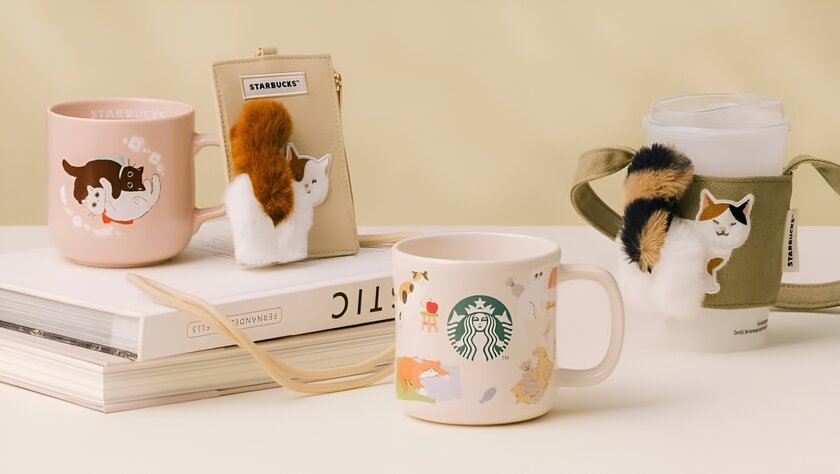 Starbucks выпустил линейку вещей и тост с котиками