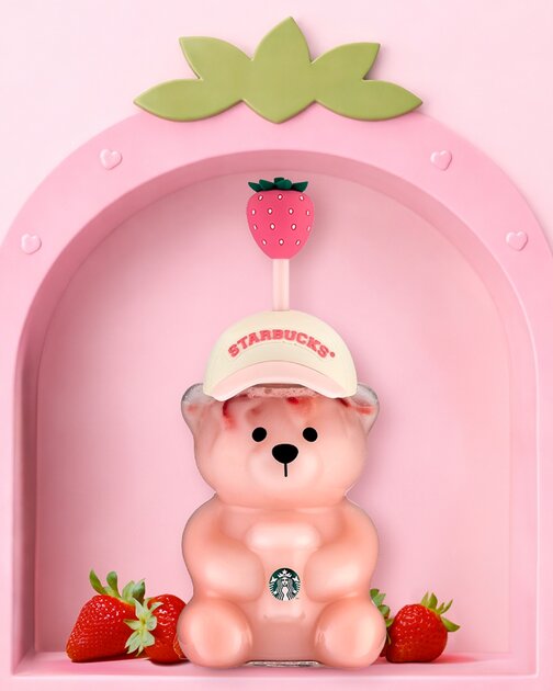 Розовый медведь заглянет в Starbucks
