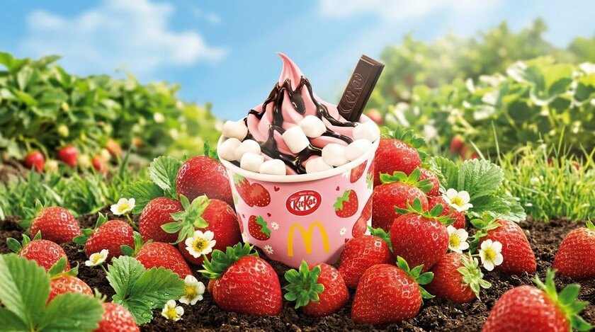 Клубника и KitKat объединились в новом десерте от McDonalds